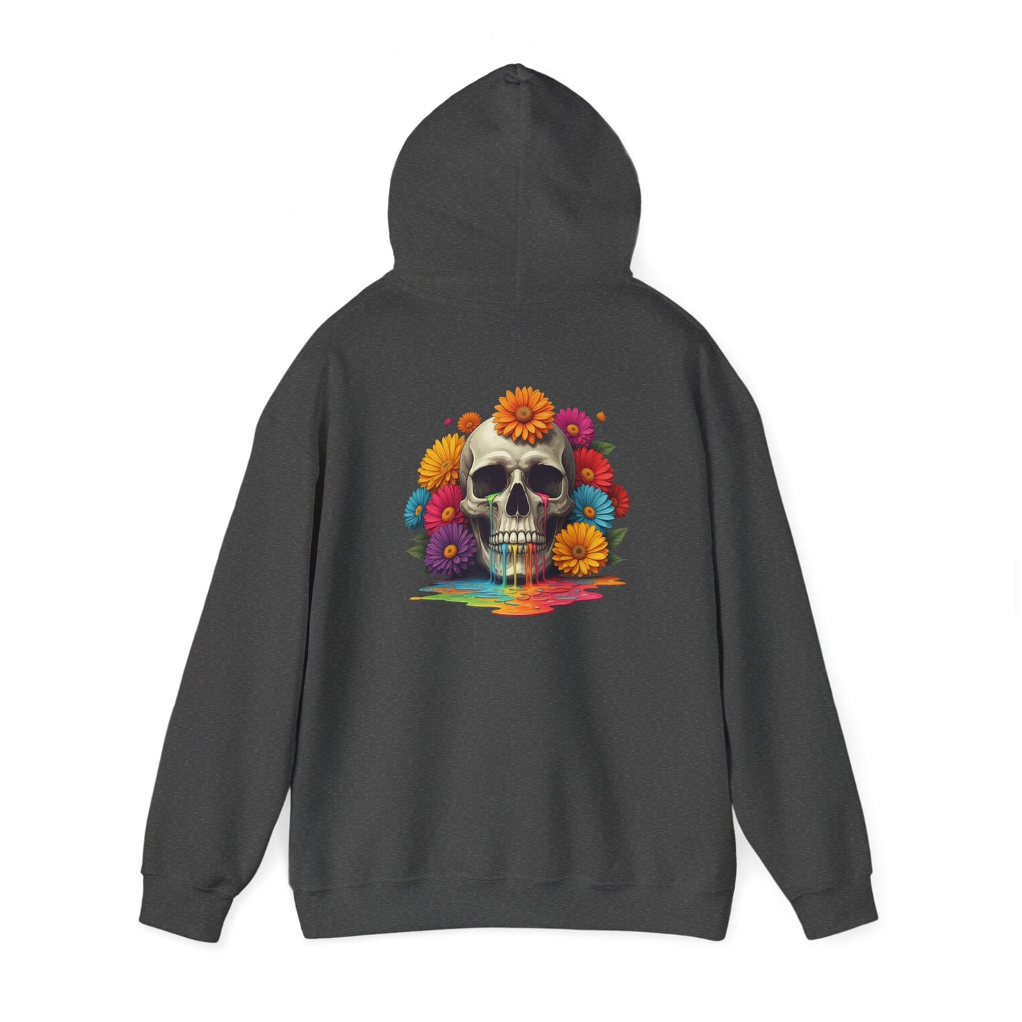 Color Flower Skull Hoodie, Floral Skull Sweatshirt, Gothic Skull Jumper, Boho Flower Skull Pullover, Colorful Skull Hooded Top