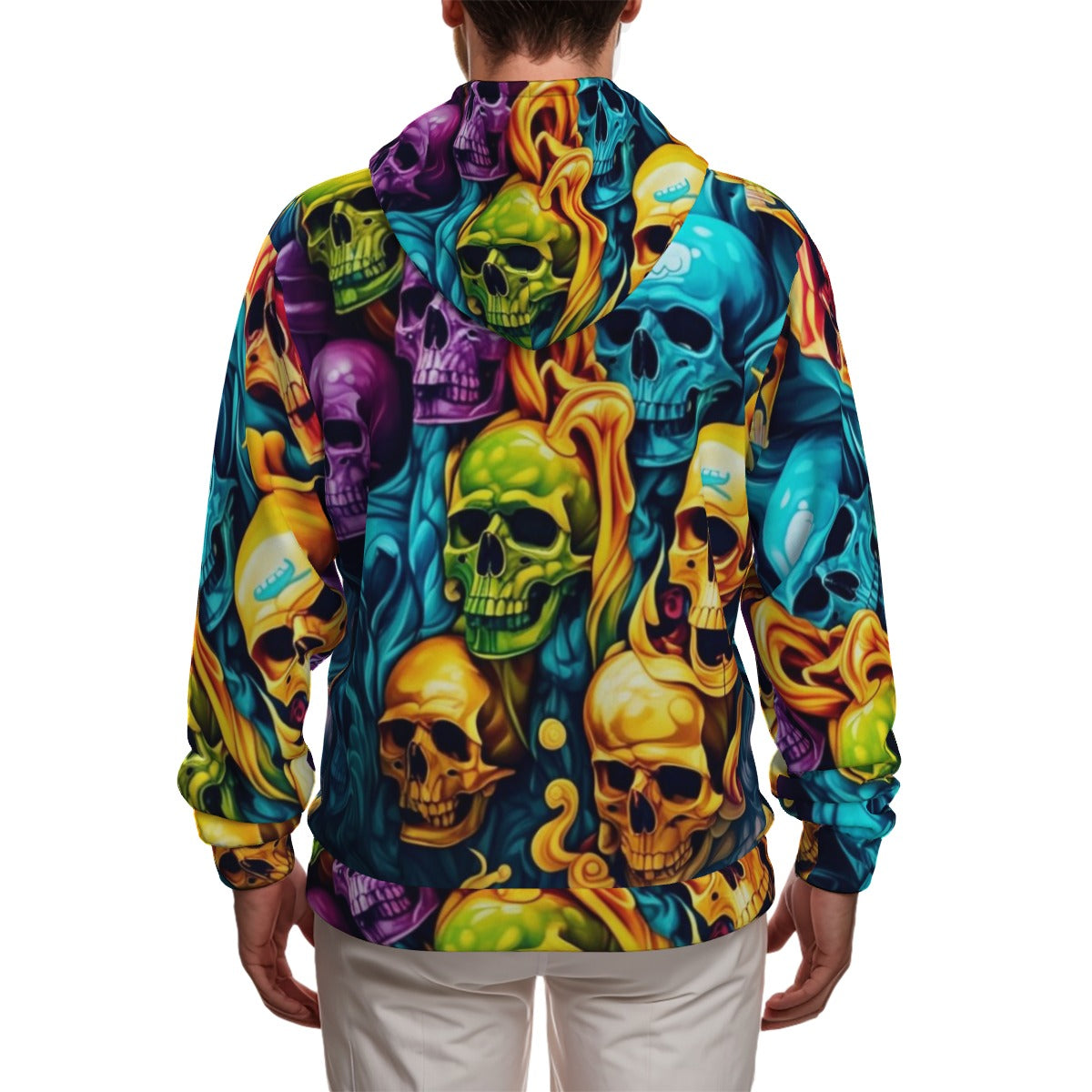 All-Over Print Zip Up Hoodie With Pocket