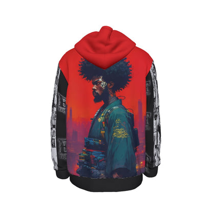 Euphoriyum Theory Men's Thicken Pullover Hoodie with Fleece Lining - Black Samurai