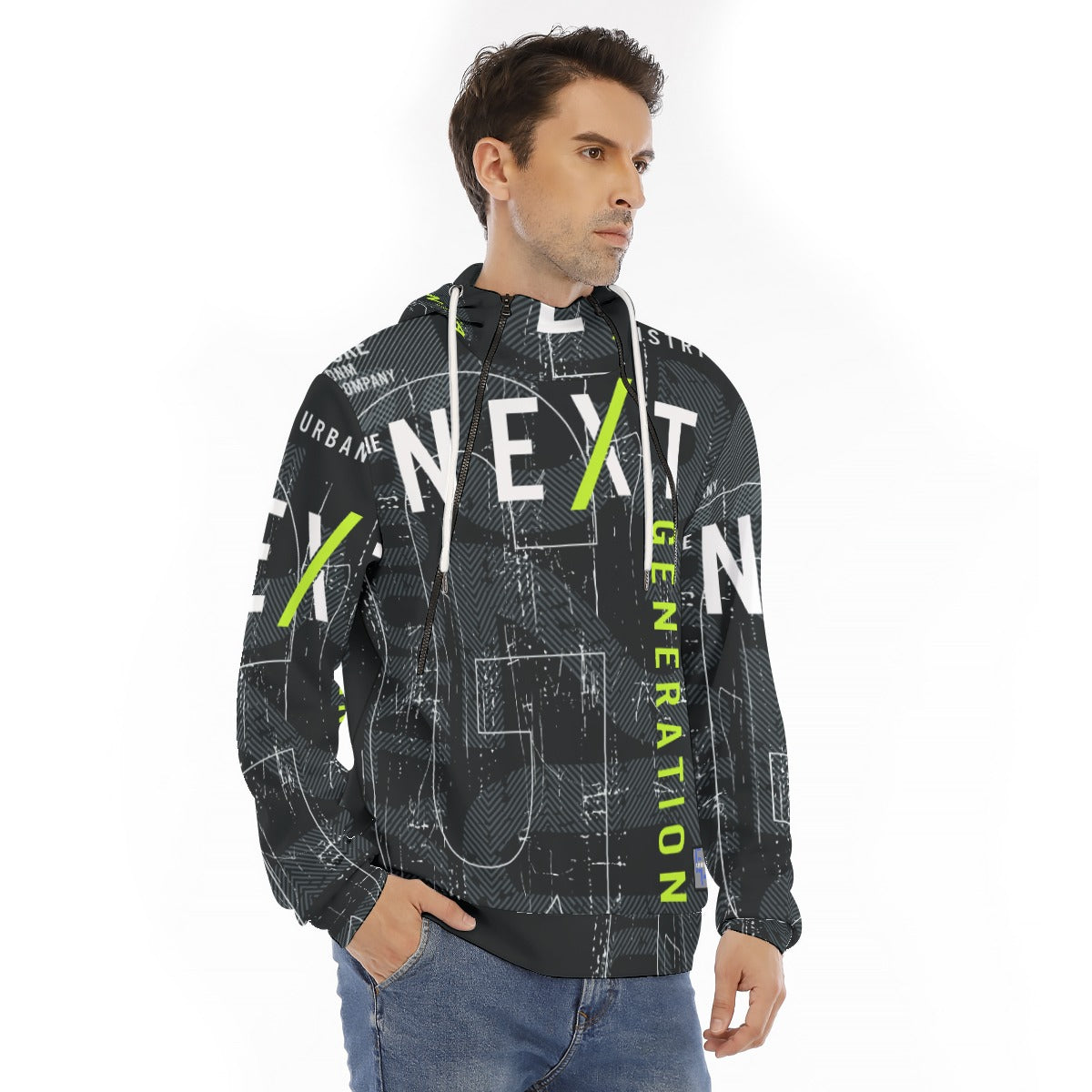 Men's Double Zip Hoodie with Placket by Euphoriyum Theory LLC | Stylish & Comfortable
