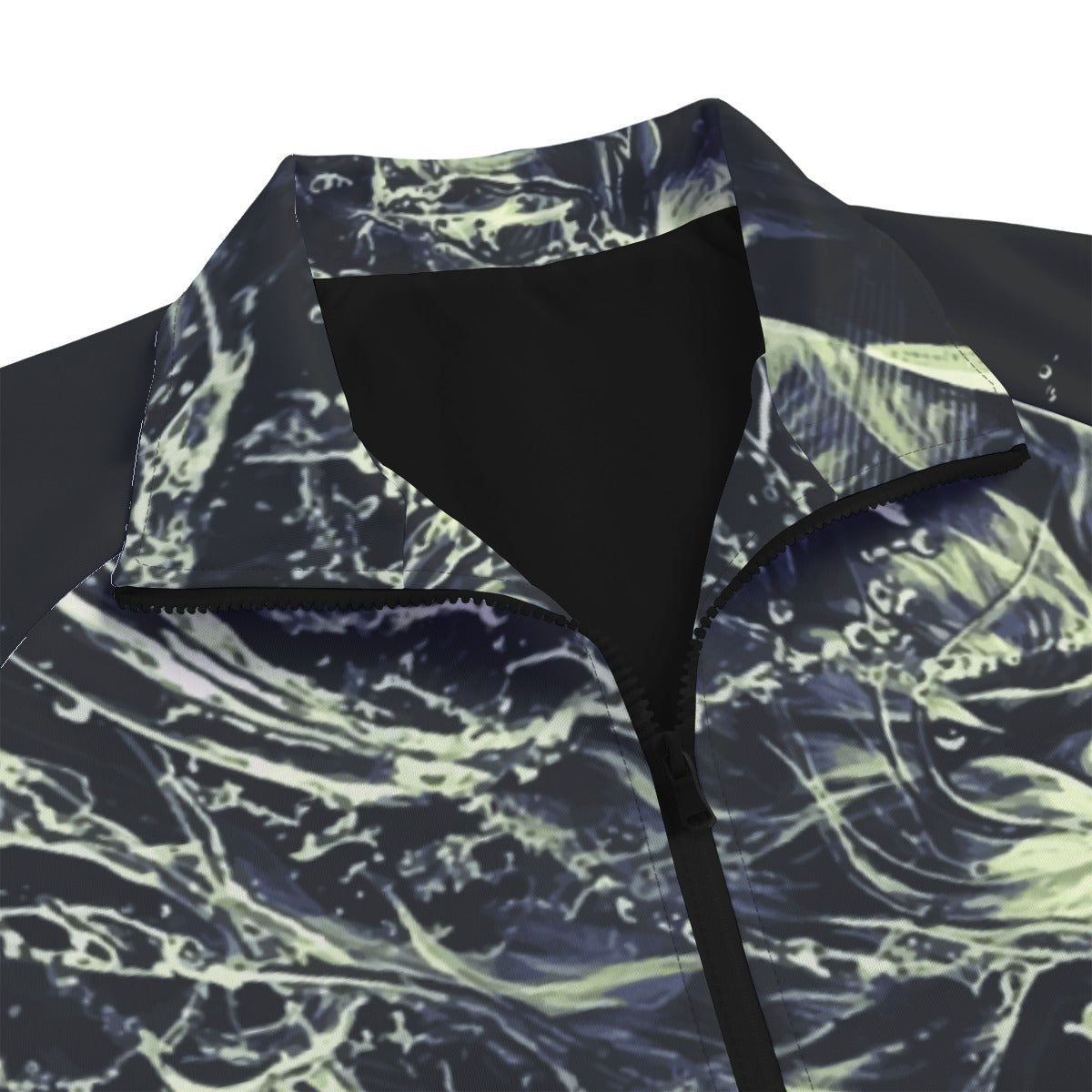 All-Over Print Unisex Stand Collar Black Lining Jacket