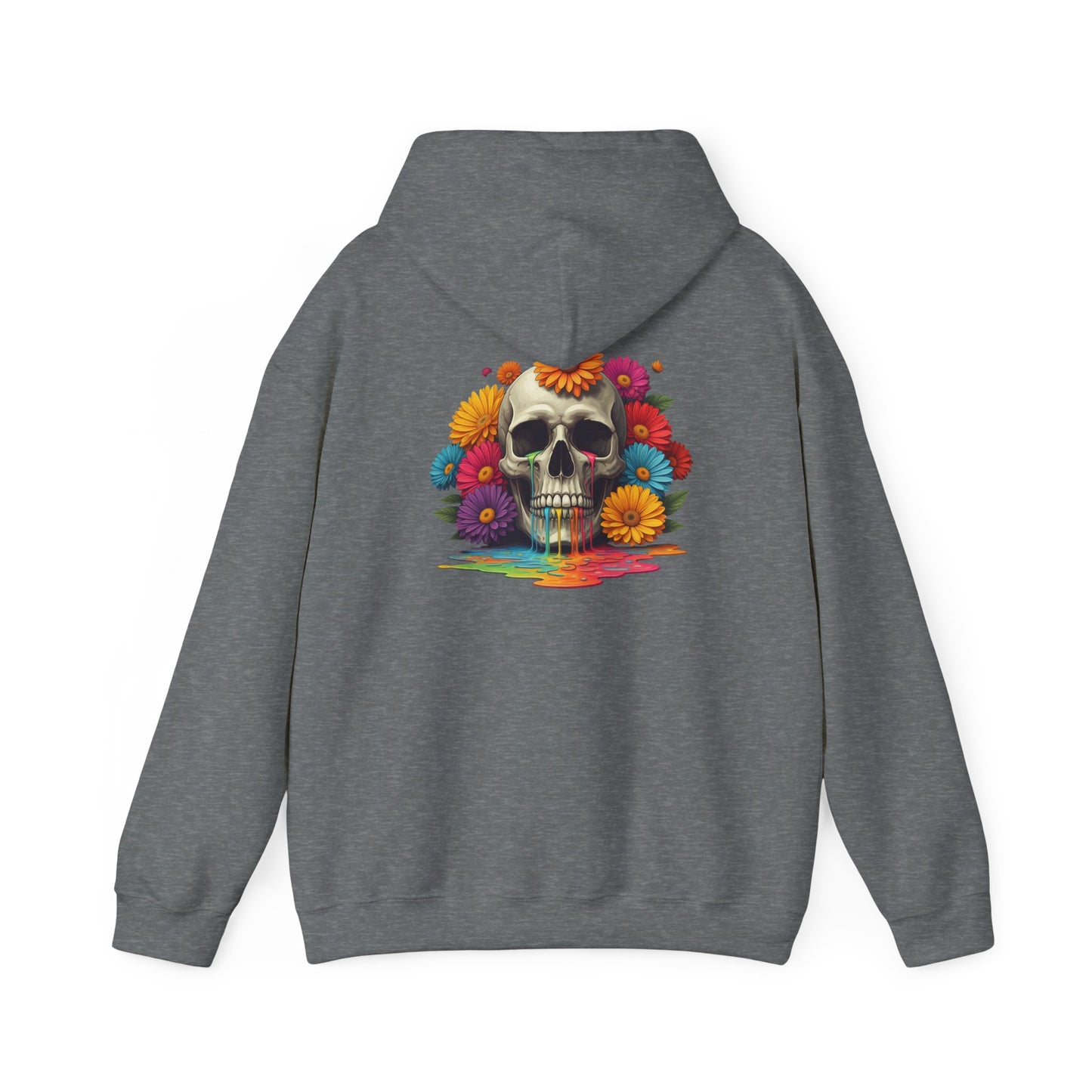 Color Flower Skull Hoodie, Floral Skull Sweatshirt, Gothic Skull Jumper, Boho Flower Skull Pullover, Colorful Skull Hooded Top