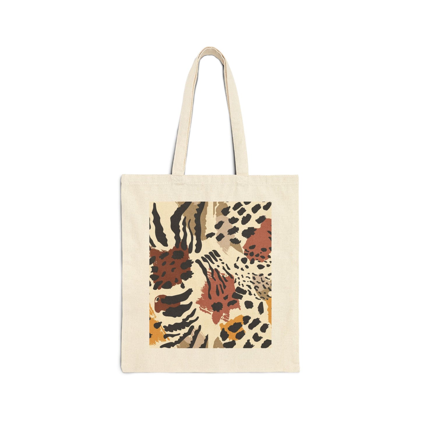 Animal Print Cotton Canvas Tote Bag - Leopard Print, Safari Style Shopping Bag, Reusable Grocery Tote, Eco-Friendly Shoulder Bag, Wildlife