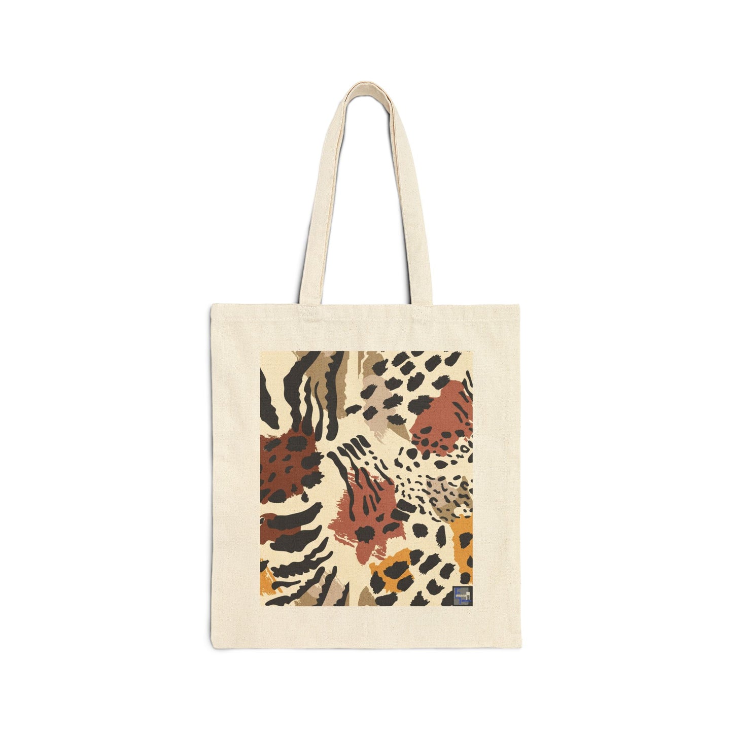 Animal Print Cotton Canvas Tote Bag - Leopard Print, Safari Style Shopping Bag, Reusable Grocery Tote, Eco-Friendly Shoulder Bag, Wildlife